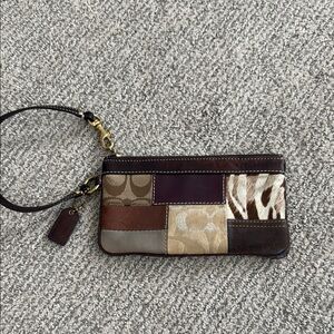Coach Patchwork Wristlet with Brown and Tan Accents